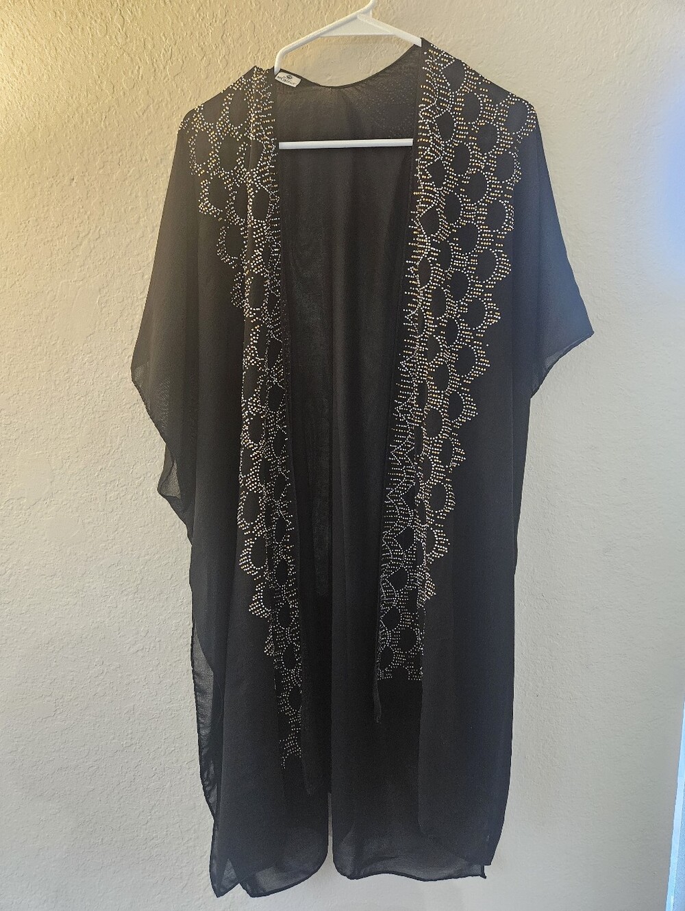 Jessica McClintock Shawl Wrap Womens OS Black Silver Gold Beading Evening Wear